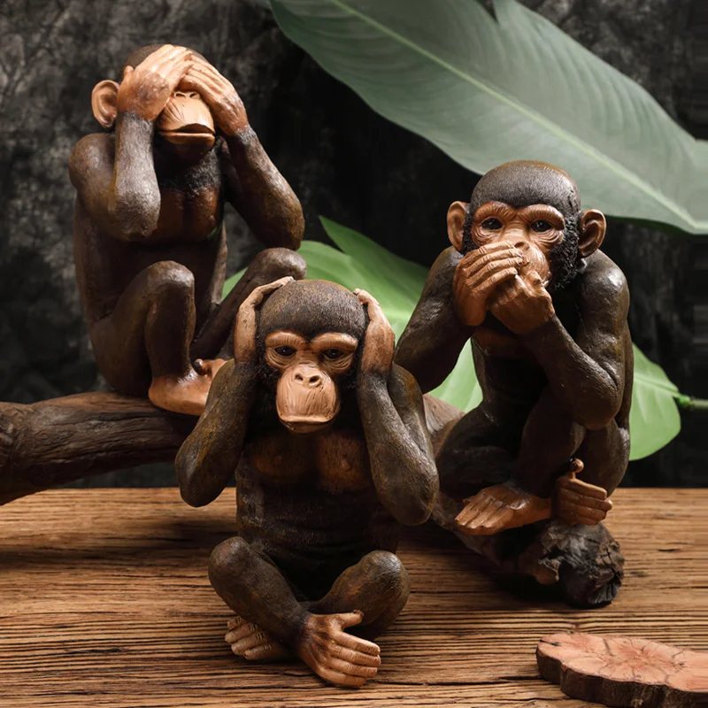 Estatueta Decorativa Três Macacos Sábios | Cego, Surdo e Mudo - Casa ...