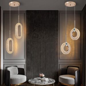 Pendente Diamante Moderno Duplo | Dourado ou Prateado | Oval ou Redondo | Led 15W | 3 tons de iluminação
