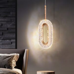 Pendente Diamante Moderno Oval | Dourado ou Prateado | Led 8W | 3 tons de iluminação