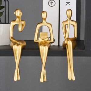 Escultura Estudantes Trio Dourado - 3 peças