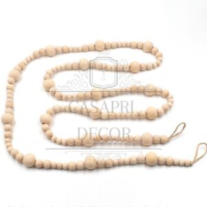 Colar Decorativo De Mesa C/Contas De Madeira E Corda de cânhamo