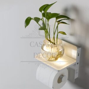 Suporte e Prateleira Para Papel Higiênico | Com Luz Led e Carregador USB
