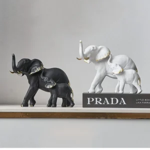 Estátuas de Elefante em Resina (Kit com 2 Peças)