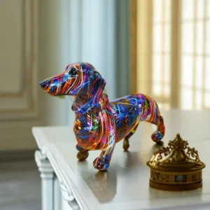 Estátua Dachshund Colorido em Resina