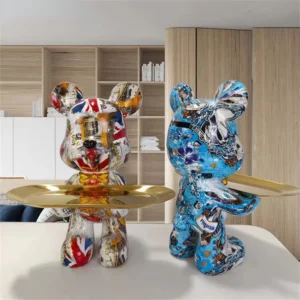 Bandeja Decorativa Urso Graffiti em Resina
